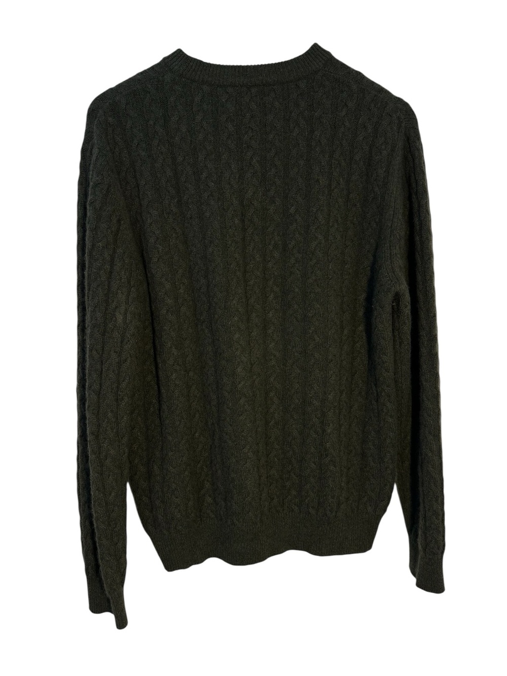 Classic Davis & Squire 2-ply Cashmere Olive Cable Knit Crewneck Sweater - Picture 2 of 10
